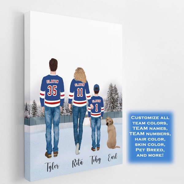 Custom Hockey Family Portrait, Hockey Gift, Hockey, Hockey Poster, Hockey Lover Gift, Ice Hockey, Hockey Gifts,Hockey Mom,Hockey Coach Gift,