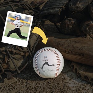 Custom Baseball, Sports Balls,Photo engraved Baseball,Baseball trophy,Personalized baseball,baseball keepsake, little league baseball trophy