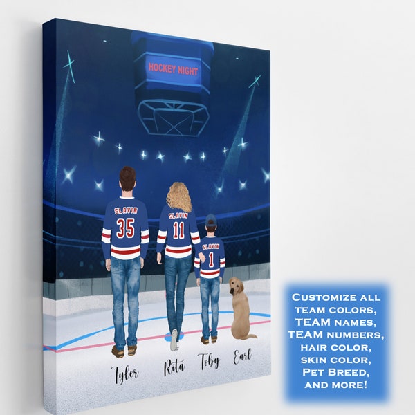 Custom Hockey Family Portrait, Hockey Gift, Hockey, Hockey Poster, Hockey Lover Gift, Ice Hockey, Hockey Gifts,Hockey Mom,Hockey Coach Gift,