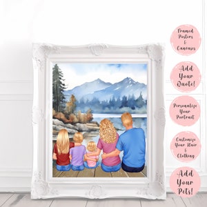 Custom Family Wall Art With Pets, Family Portrait, Family Clipart, Family Figures, Family Print, Dad Mom, Clipart Family, Children clipart,