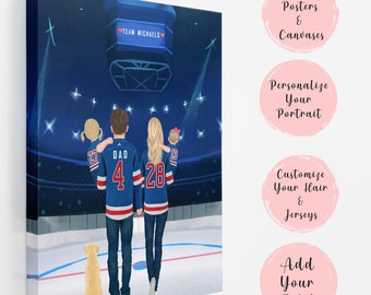 Custom Hockey Family Portrait, Hockey Gift, Hockey, Hockey Poster, Hockey Lover Gift, Ice Hockey, Hockey Gifts,Hockey Mom,Hockey Coach Gift,