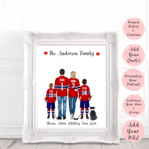 Custom Montreal Family Gift,  Hockey Portrait, Montreal Hockey Print, Canadiens, Montreal Art, Great For Hockey Lovers