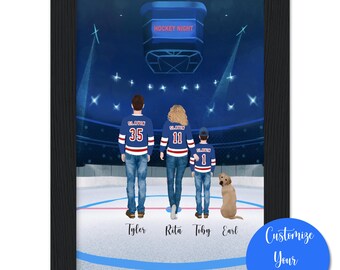 Custom Hockey Family Portrait, Hockey Gift, Hockey, Hockey Poster, Hockey Lover Gift, Ice Hockey, Hockey Gifts,Hockey Mom,Hockey Coach Gift,