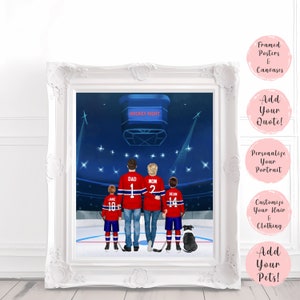 Custom Montreal Family Gift,  Hockey Portrait, Montreal Hockey Print, Canadiens, Montreal Art, Great For Hockey Lovers