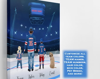 Custom Hockey Family Portrait, Hockey Gift, Hockey, Hockey Poster, Hockey Lover Gift, Ice Hockey, Hockey Gifts,Hockey Mom,Hockey Coach Gift,