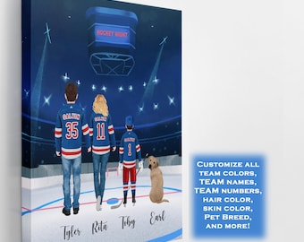 Custom Hockey Family Portrait, Hockey Gift, Hockey, Hockey Poster, Hockey Lover Gift, Ice Hockey, Hockey Gifts,Hockey Mom,Hockey Coach Gift,