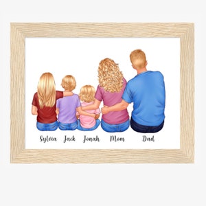 Custom Family Wall Art With Pets, Family Portrait, Family Clipart, Family Figures, Family Print, Dad Mom, Clipart Family, Children clipart,