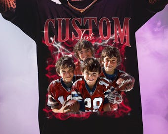 Crea tu propia camiseta deportiva / Camisa retro personalizada / Camiseta pirata personalizada / Camisa con foto personalizada / Tu diseño / Camisa gráfica de los años 90