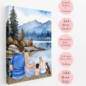 Custom Family Wall Art With Pets, Family Portrait, Family Clipart, Family Figures, Family Print, Dad Mom, Clipart Family, Children clipart,