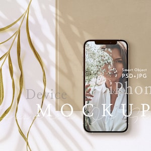 iPhone Screen Mockup, Boho Styled Mockup, iPhone Mockup, SNS Mockup, Website Mockup, Mobile Mockup, Branding Mockup, Device Mockup, Flat Lay