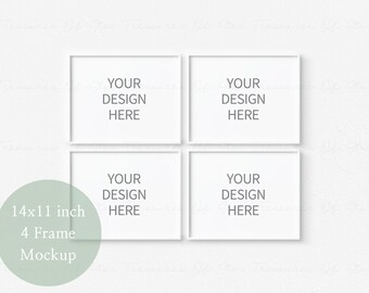 Horizontal 4 Frames Mockup, White Frame Mockup, Simple Frame Mockup, Poster Mockup, Modern Mockup, Minimalist Mockukp, Wall Art Mockup, PSD