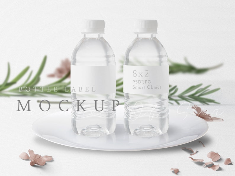 Water Bottle Label Mockup, 8x2 Label Mockup, Wedding Mockup, Drink Label Mockup, Water Bottle Label, Smart Object Mockup, PSD Mockup. image 1