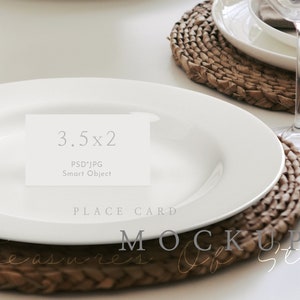 Name Card Mockup, Wedding Place Card Mockup, Wedding Stationery Mockup, 3.5x2 Card Mockup, Blank Place Card Mockup, Rustic Mockup, PSD