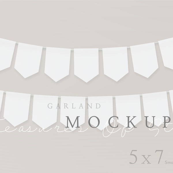 Flag Banner Mockup, Garland Mockup, Hanging Card Mockup, Bunting Mockup, Birthday Party Mockup, Simple Mockup, Minimalist Mockup, 5x7 Card