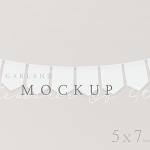 Maquette de bannière de drapeau 8, maquette de guirlande, maquette de carte suspendue, maquette de bunting, maquette de fête d’anniversaire, maquette simple, maquette minimaliste, carte 5x7
