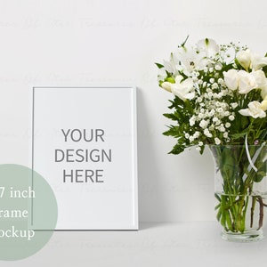 5x7 Table Number Frame Mockup, Tabletop Wedding Sign Mockup, Stationery Frame Mockup, Table Number Mockup, White Frame, Table Card Mockup
