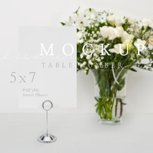 5x7 Table Number Card Mockup, Place Card Mockup, Wedding Mockup, Table Sign Mockup, PSD Card Mockup, Card on table mockup, Stationery Mockup