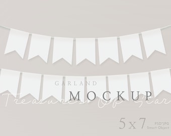 Garland Mockup, Hanging Card Mockup, 15 Card, Simple Mockup, Minimalist Mockup, PSD Smart Object, HAPPY BIRTHDAY, 2 String Card Mockup