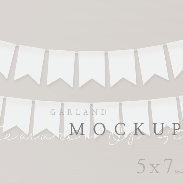 Garland Mockup, Hanging Card Mockup, 15 Card, Simple Mockup, Minimalist Mockup, PSD Smart Object, HAPPY BIRTHDAY, 2 String Card Mockup