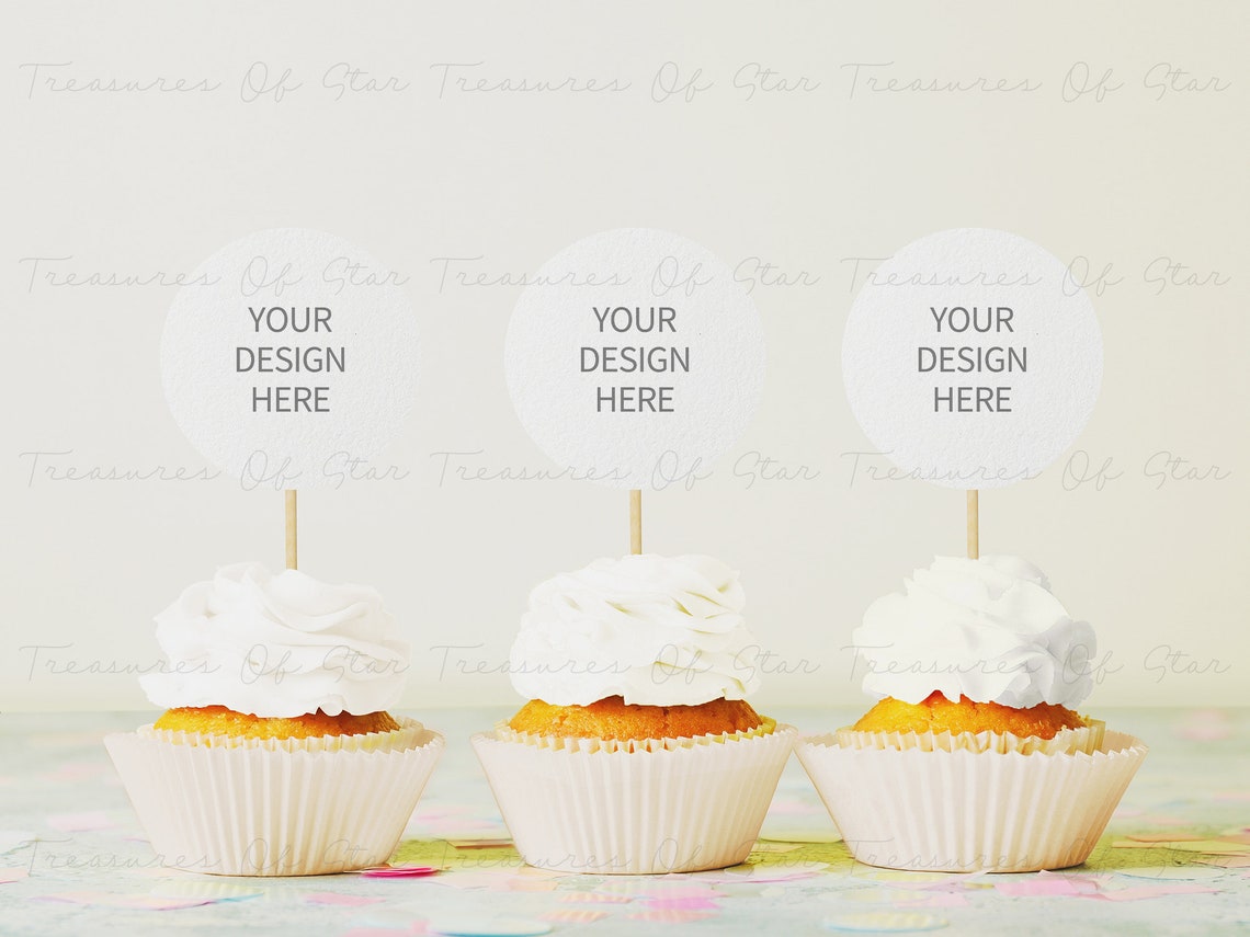 Download Cupcake Topper Mockup 3 Cupcake Mockup Topper Mockup Circle | Etsy