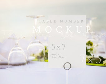 Table Card Mockup, Table Number Mockup, Place Card Mockup, Wedding Mockup, 5x7 Card Mockup, PSD Card Mockup, Card On Table Mockup