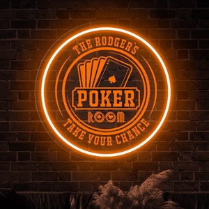 Letrero de sala de póquer personalizado, letrero de neón de sala de póquer, letrero LED de casino, letrero LED de póquer personalizado, neón de casino personalizado, letrero de póquer personalizado