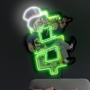 Monopoly neon sign, Dollar neon sign, Monopoly Man sign, Money neon sign, Game room neon sign, Mr. Monopoly neon sign, Monopoly art decor