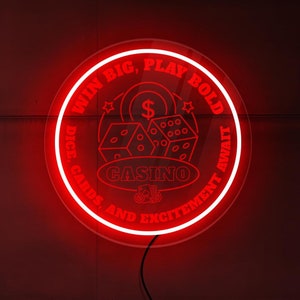 Insegna personalizzata per sala casinò, insegna al neon personalizzata per casinò, insegna al neon per casinò, arredamento per sala casinò, insegna al neon per sala poker, insegna a LED per casinò, parete luminosa per poker
