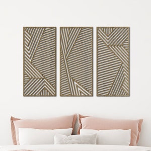 Moderne Wand Kunst 3er Set, Holz Wand Kunst, Holz Wand Kunst, Geometrische Holz Wand Dekoration, Geometrische Holz Wand Kunst