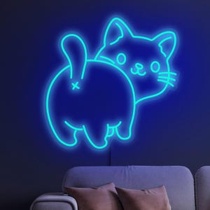 Cute cat neon sign, Cat led sign, Cat neon sign, Cat butt sign, Animal neon sign, Pet neon sign kids room, Cat lover gift, Cat art decor