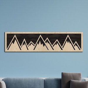 Mountain wood sign, Rustic mountain wall art, Wood mountain wall decor, Mountain panel art, Nature wood art, Layered wood wall art