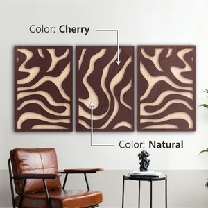 Set of 3 abstract wooden wall art, Layered wood wall art, Modern wood wall hanging, Minimalist wood wall art, Large wood wall decor