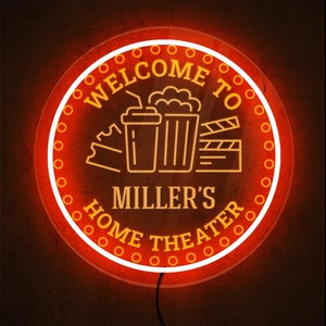 Custom home theater neon sign, Personalized home theater sign, Home cinema sign light, Home theater name sign, Home theater sign led
