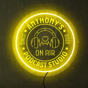 Custom podcast neon sign, Personalized podcast sign, Podcast neon sign, Live streaming light sign, On air studio decor, Podcast art decor