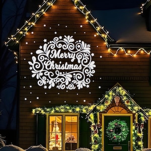 Vrolijk kerstfeest-projectorlicht, licht kerstscène, projectorlamp, buitenprojector, silhouetprojector, kerststallicht