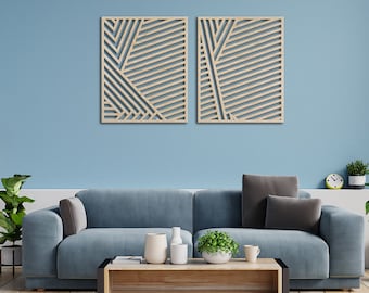 Geometric wood wall art set of 2, Wood wall art, Wooden wall decor,Geometric wood art,Large wall decor,Wooden wall panel,Wood panel wall art