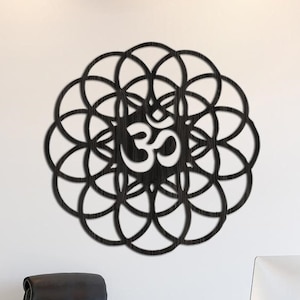 Om wall sign, Wooden Om sign, Yoga wall sign, Sacred geometric wall sign, Om symbol decor, Meditation room sign decor, Om wall art decor