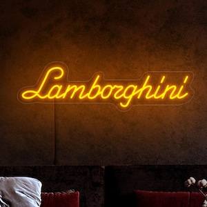 Lamborghini neon sign, Lamborghini led sign, Lamborghini logo art, Lamborghini gift, Garage neon sign decor, Lamborghini wall art decor