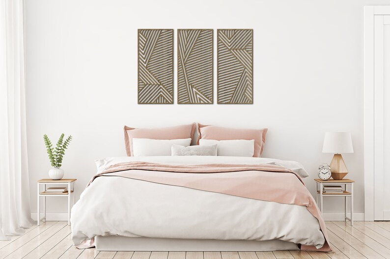 Geometric Wood Wall Art Set of 2, Wood Wall Art, Wooden Wall Decor ...