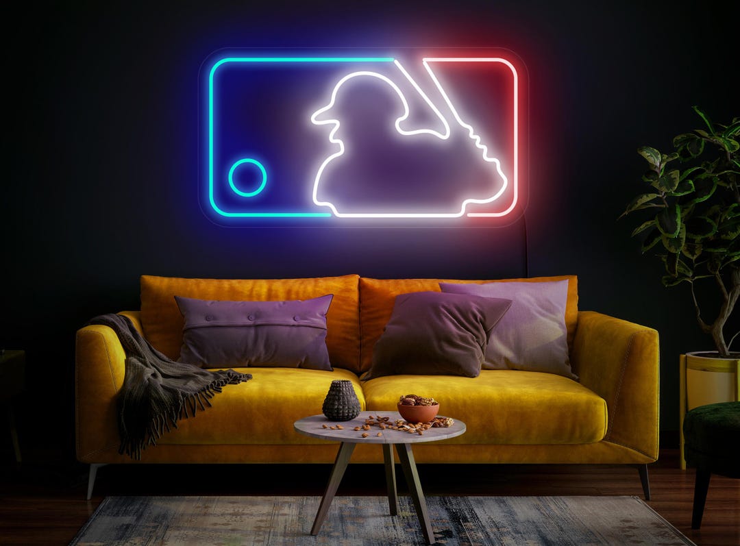 Baseball Neon Sign, MLB Logo Lighted, Baseball Led Sign, Baseball Logo ...