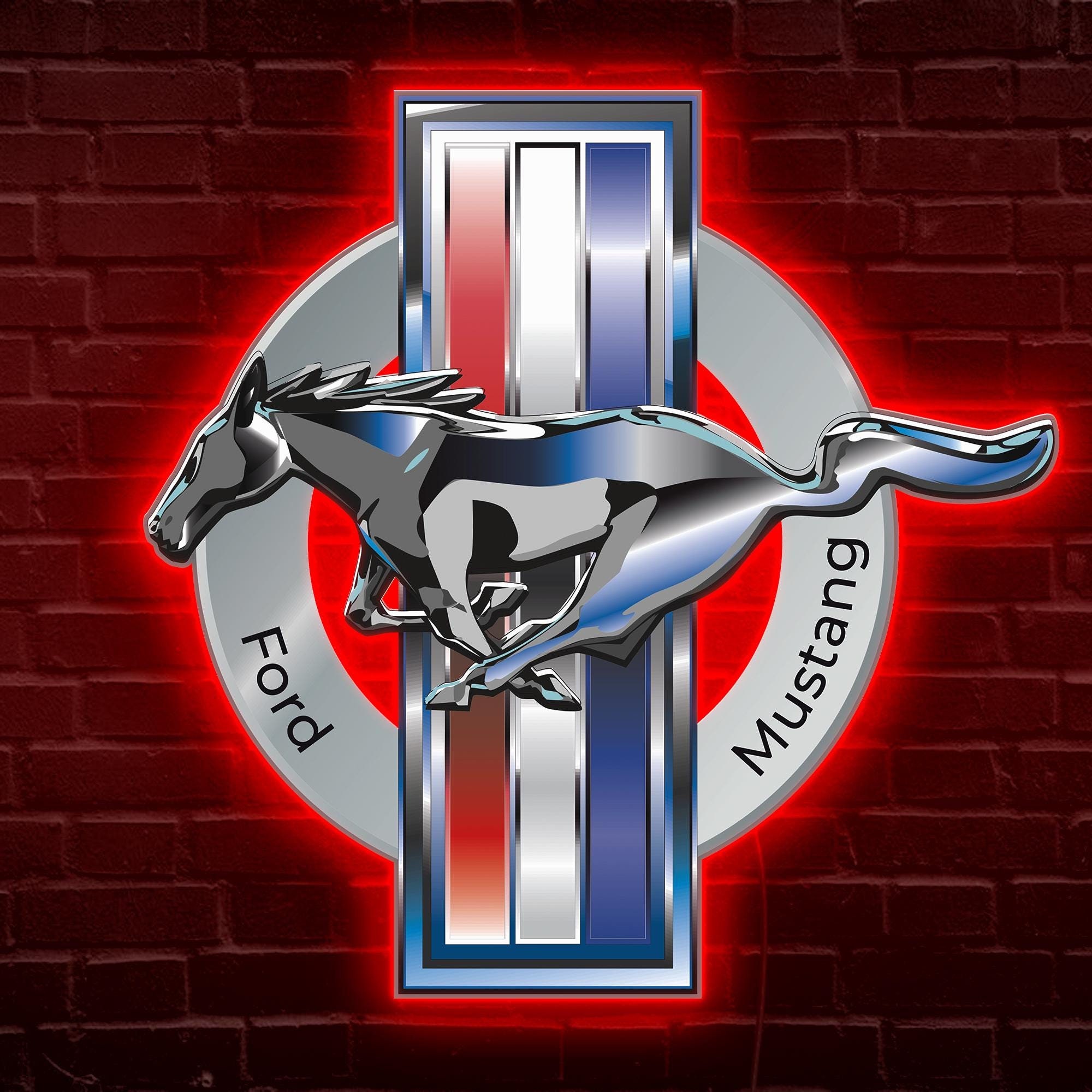Mustang Neon Sign, Mustang Logo, Mustang Led Sign, Garage Neon