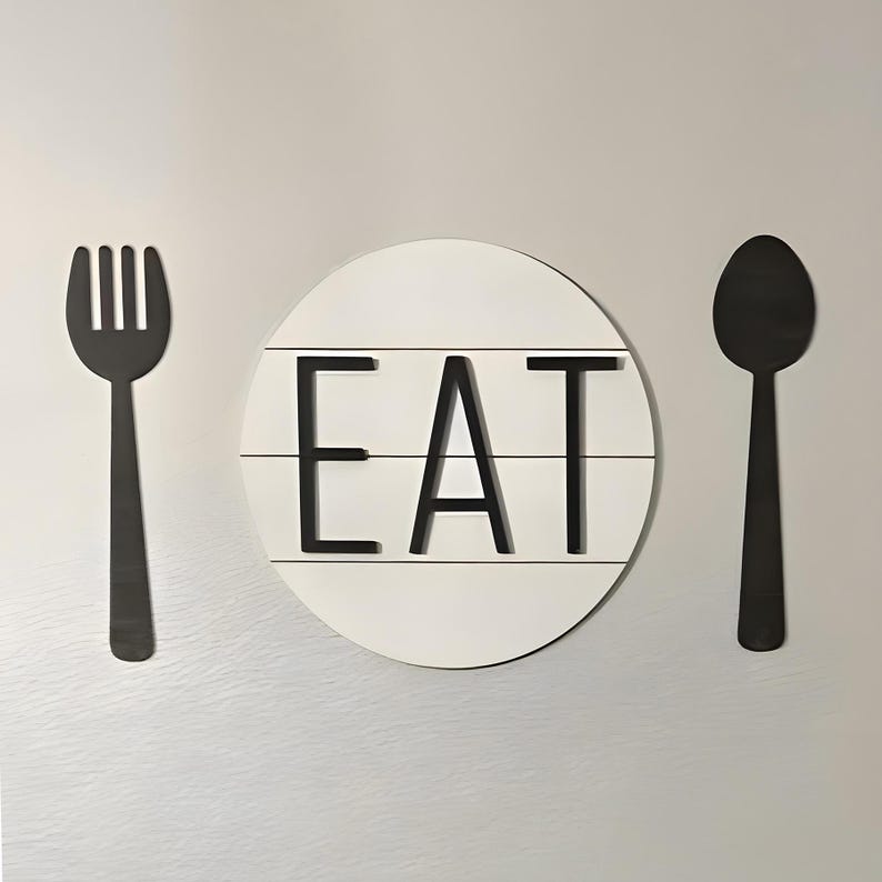 Fork and spoon wall decor,Fork and spoon wall art,Fork and spoon for wall,Fork and spoon set,Fork and spoon wood,Kitchen utensils wall art image 9