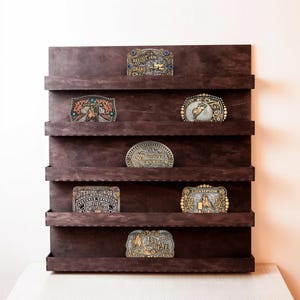 Wooden belt buckle display case, Champion buckle shadow box,Military belt buckle display,Belt buckle display shelf,Belt buckle display stand