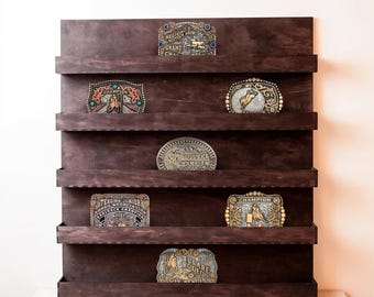 Wooden belt buckle display case, Champion buckle shadow box,Military belt buckle display,Belt buckle display shelf,Belt buckle display stand