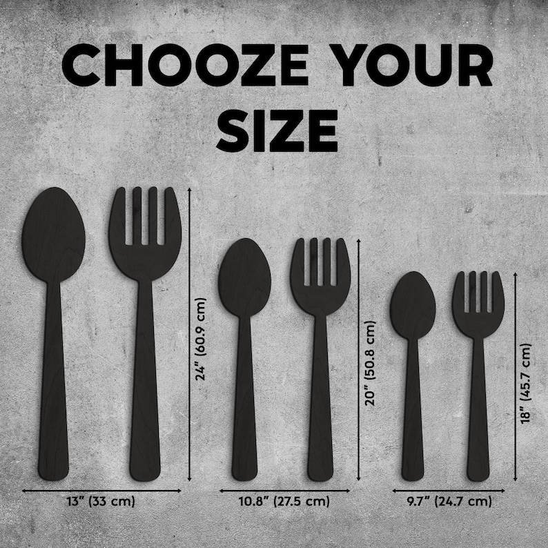 Fork and spoon wall decor,Fork and spoon wall art,Fork and spoon for wall,Fork and spoon set,Fork and spoon wood,Kitchen utensils wall art image 6