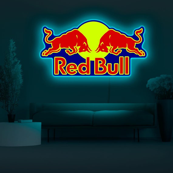 Red Bull Neon Sign, Red Bull Racing Sign, Red Bull Logo, Red