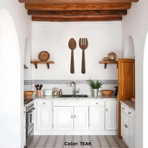 Fork and spoon wall decor,Fork and spoon wall art,Fork and spoon for wall,Fork and spoon set,Fork and spoon wood,Kitchen utensils wall art image 7