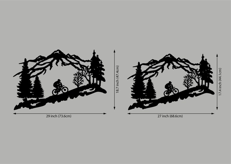 Mountain and forest wall art Mountain wood wall art Cyclist wall art Mountain wood wall decor Biker wall decor Biker wall art