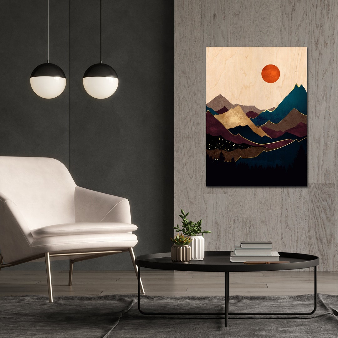 Mountain Wood Wall Art, Mountain Wall Art Large, Mountain Wall Decor Nursery, Boho Wooden Wall