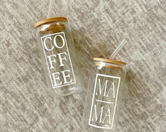 Mama Glass Can | COFFEE Glass Can | Personalized Gifts | Personalized Glass Can | Gifts For Her | Gifts for Him | Gifts